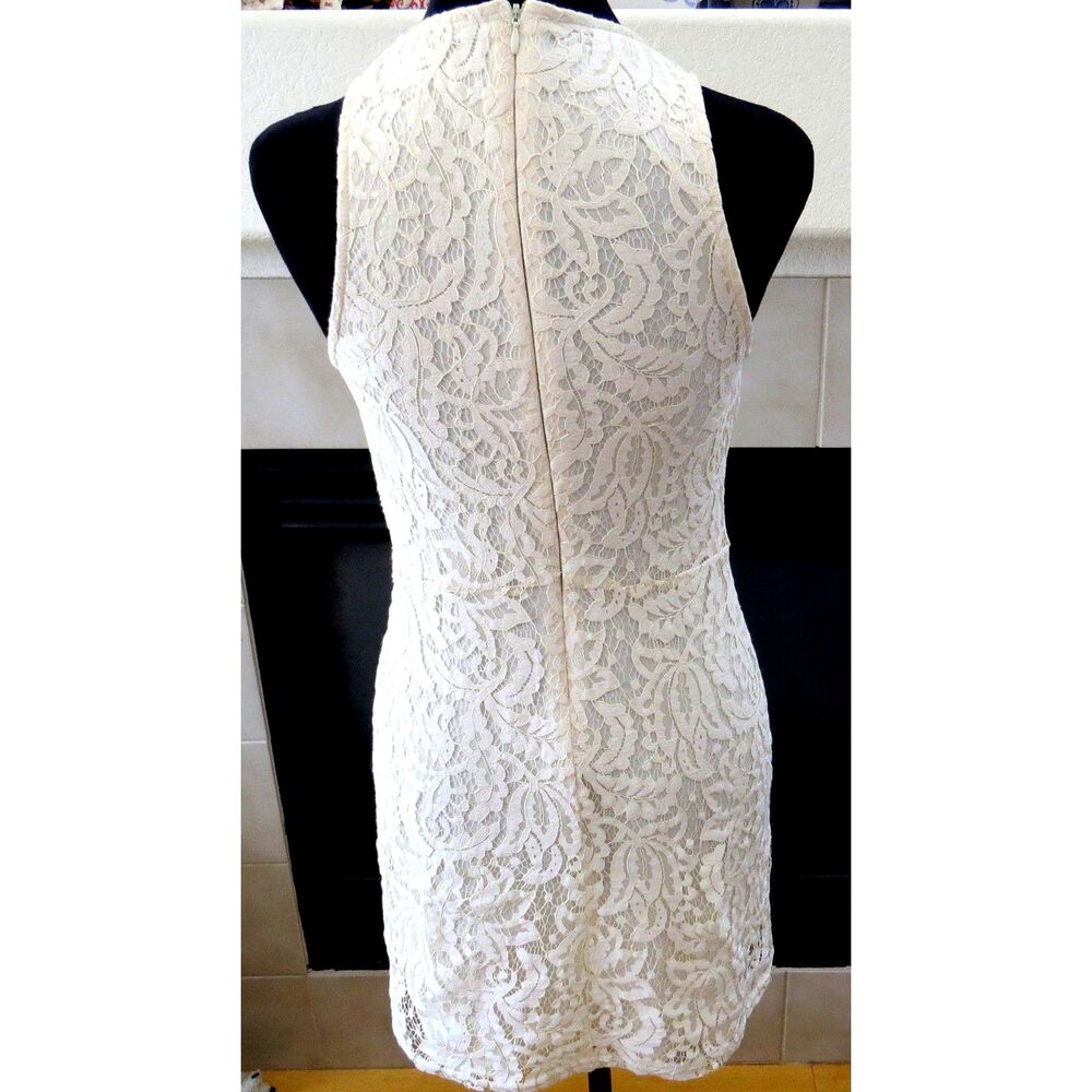 Willow & Clay Boho Chic Ivory Lace Sleeveless Dress Body Con Bridal  S EUC